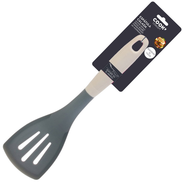 Cook Concept Espátula Calada 32,8x9,8 cm Resistente al Calor Antirayaduras Ideal para Voltear y Servir Alimentos