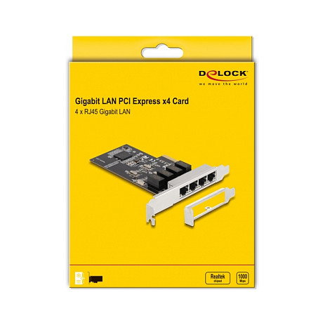 DeLOCK Tarjeta de Red PCI Express x4 a 4 x RJ45 Gigabit LAN 88618