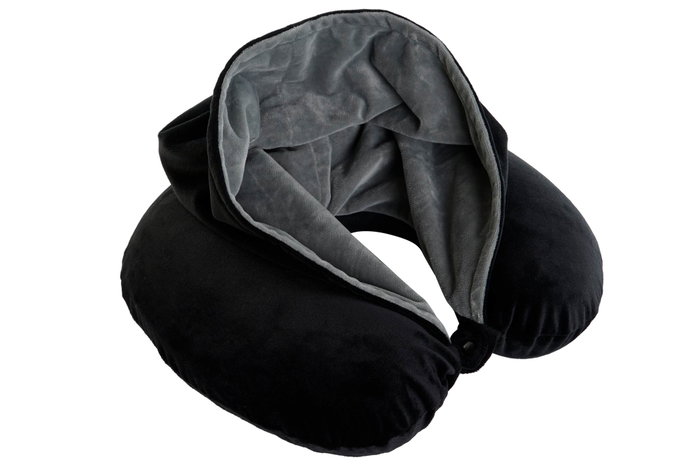 DKD Home Decor Cojín de Viaje con Capucha Negro DKD Home Decor Cojín de Viaje con Capucha Negro