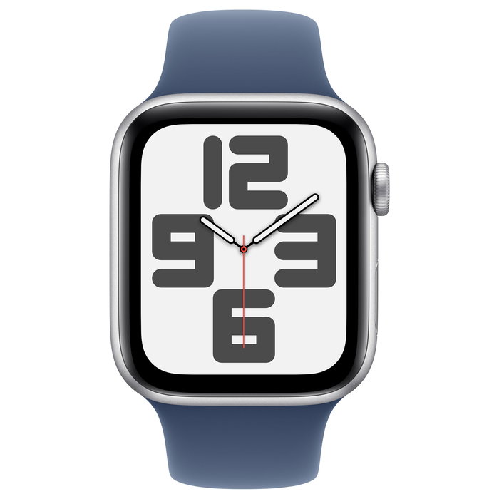 Apple Watch SE GPS + Cellular 44mm Reloj Inteligente con Caja de Aluminio Plata y Correa Deportiva Denim S/M - OLED, 32 GB, watchOS 11, Resistente al Agua
