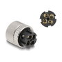 DeLOCK Conector M12 Codificación A 4 Pines Hembra con Conexión por Tornillo 90° Metal