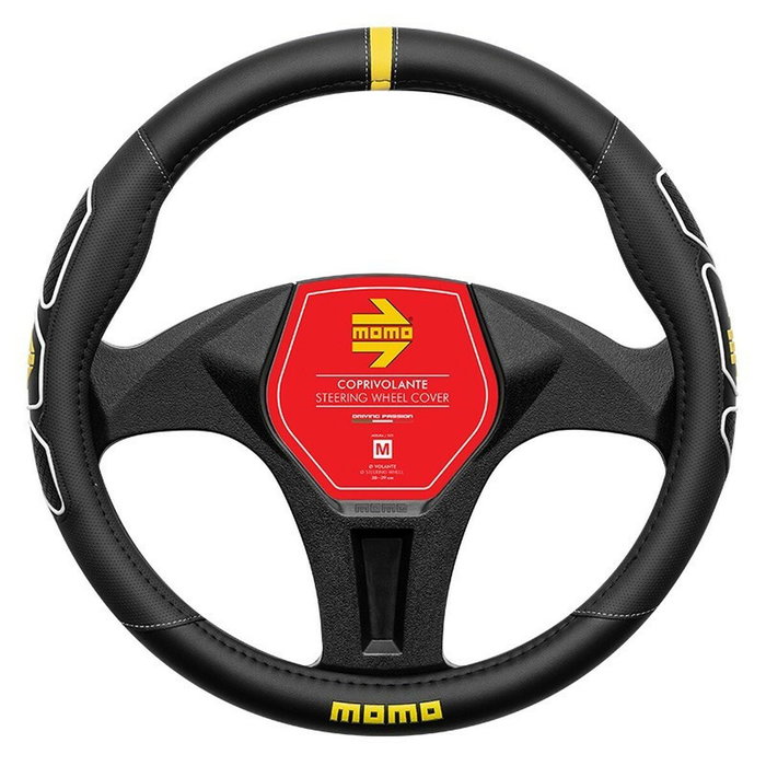 Momo Funda de Volante Profile Black-White Talla M 38-39cm Momo Funda de Volante Profile Black-White Talla M 38-39cm