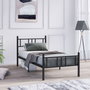 Hanah Home Cama Individual Black 90x200 Metal 100% Negro Alto Cabecero 88cm Profundo 200cm Patas 31.5cm