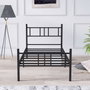 Hanah Home Cama Individual Black 90x200 Metal 100% Negro Alto Cabecero 88cm Profundo 200cm Patas 31.5cm