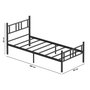 Hanah Home Cama Individual Black 90x200 Metal 100% Negro Alto Cabecero 88cm Profundo 200cm Patas 31.5cm