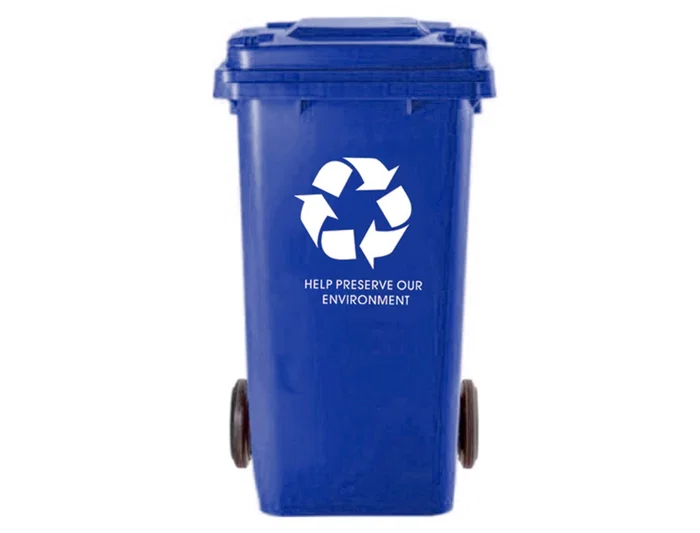 Q-connect Papelera Contenedor Plástico con Tapadera 100L Azul 800x510x525 mm con Ruedas