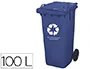 Q-connect Papelera Contenedor Plástico con Tapadera 100L Azul 800x510x525 mm con Ruedas