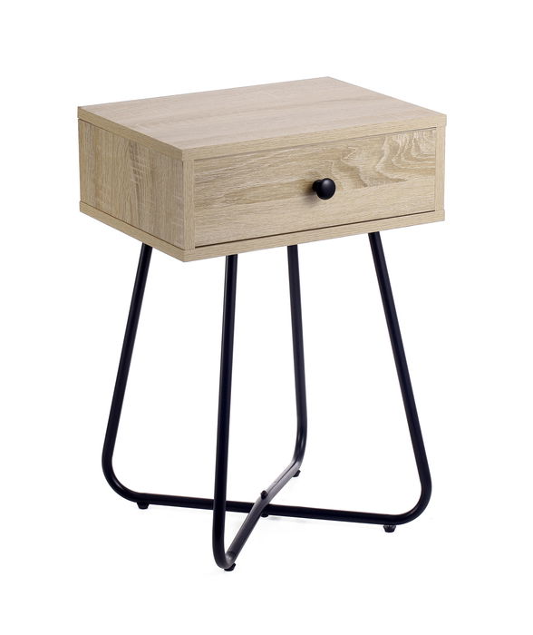 Inde Mesita Auxiliar Metálica y Madera con Cajón 40 x 34 x 60 cm (3 Unidades)