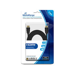 MEDIARANGE MRCS158 Cable HDMI 5 Metros 18 Gbit/s, 4K, 3D, HDR, Ethernet, Dorado, Negro