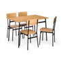 GIFTDECOR Set de Mesa y 4 Sillas Negro y Madera