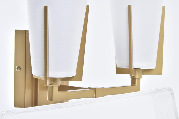DKD Home Decor Lámpara Aplique Metal y Poliéster Doble Dorado y Blanco DKD Home Decor Lámpara Aplique Metal y Poliéster Doble Dorado y Blanco