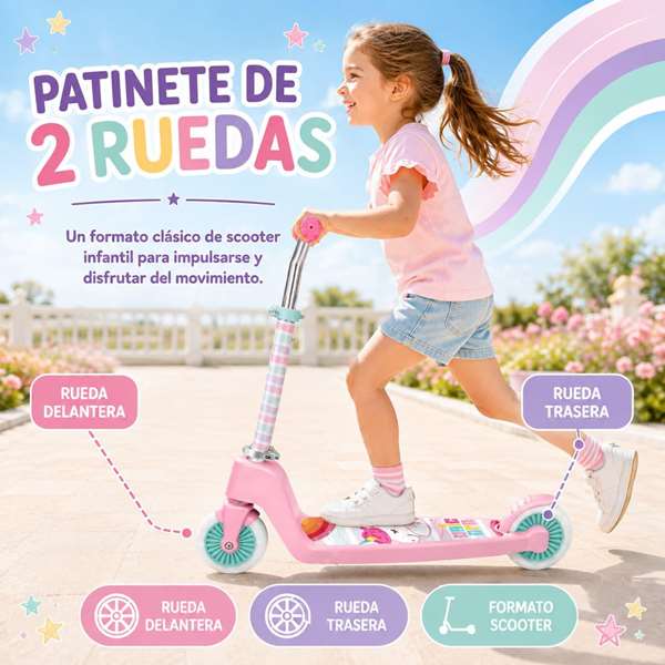 JugaToys Patinete de 2 ruedas plegable Unicorn 76,5x26,5x61cm JugaToys Patinete de 2 ruedas plegable Unicorn 76,5x26,5x61cm