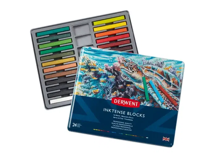 Derwent Barra Acuarelable Inktense Caja Metálica 24 Unidades Colores Surtidos Soluble en Agua