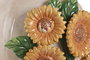 DKD Home Decor Jarrón de Cerámica Girasol Amarillo y Beige