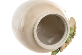 DKD Home Decor Jarrón Shabby Amarillo Beige Cerámica 26 x 34 x 26 cm Detalle Girasol