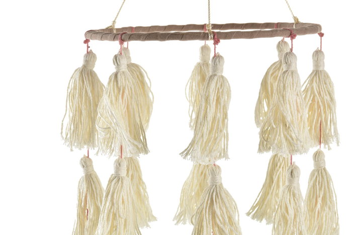 DKD Home Decor Decoracion Colgante Boho Crema Multicolor 16 x 60 x 16 cm (4 Unidades)