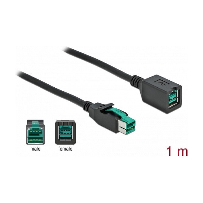 DeLOCK Cable de extensión PoweredUSB 12 V 1 m Negro DeLOCK Cable de extensión PoweredUSB 12 V 1 m Negro