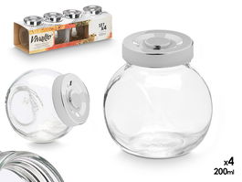 Vivalto Set 4 Especieros 200 ml Vidrio Metal Plástico Transparente 27 x 8.5 x 8.5 cm (Set de 24)