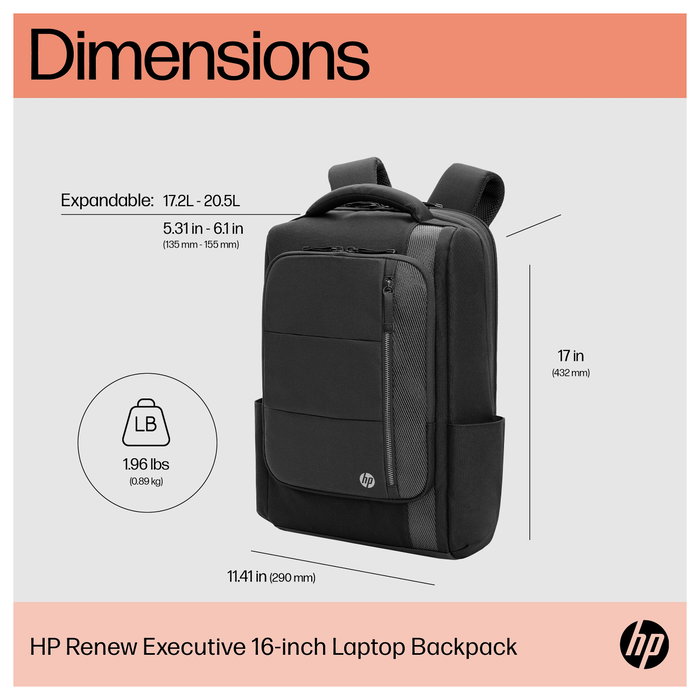 HP Renew Executive Mochila para Portátil 16 Pulgadas Negro HP Renew Executive Mochila para Portátil 16 Pulgadas Negro
