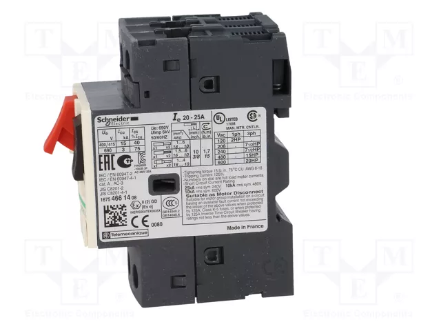 SCHNEIDER ELECTRIC GV2ME22 Interruptor Motorizado 11kW 230÷690VAC SCHNEIDER ELECTRIC GV2ME22 Interruptor Motorizado 11kW 230÷690VAC