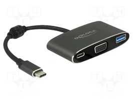 DeLOCK 62992 Adaptador USB Type-C™ a VGA con puertos USB Tipo-A y USB Tipo-C™ PD
