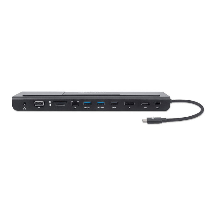 MANHATTAN Docking Station USB-C 11-en-1 MST para Tres Monitores con Power Delivery de 100W
