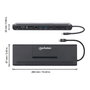 MANHATTAN Docking Station USB-C 11-en-1 MST para Tres Monitores con Power Delivery de 100W