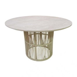 DKD Home Decor Mesa Redonda de Comedor en MDF y Ratán