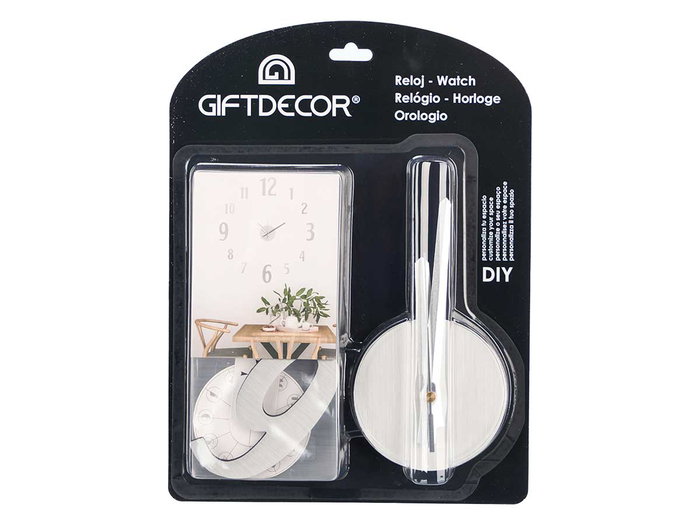 Giftdecor Reloj Pegatina Diametro 60 cm Numeros Satinado Plata (Set de 12)