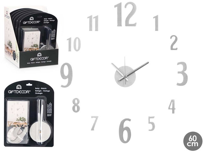 Giftdecor Reloj Pegatina Diametro 60 cm Numeros Satinado Plata (Set de 12) Giftdecor Reloj Pegatina Diametro 60 cm Numeros Satinado Plata (Set de 12)