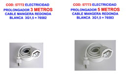 Prolongador Eléctrico 3 MTS Cable Manguera Redonda 3G1,5