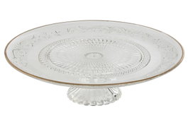DKD Home Decor Plato de Cristal Transparente y Dorado
