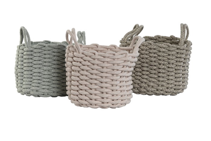 DKD Home Decor Cesta de Cuerda Surtido 3 Unidades (Verde, Rosa, Beige) DKD Home Decor Cesta de Cuerda Surtido 3 Unidades (Verde, Rosa, Beige)