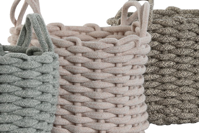 DKD Home Decor Cesta de Cuerda Surtido 3 Unidades (Verde, Rosa, Beige) DKD Home Decor Cesta de Cuerda Surtido 3 Unidades (Verde, Rosa, Beige)