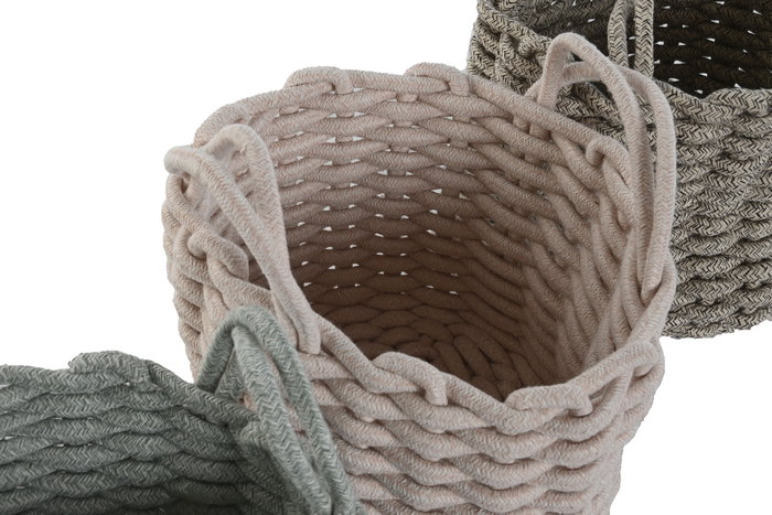 DKD Home Decor Cesta de Cuerda Surtido 3 Unidades (Verde, Rosa, Beige) DKD Home Decor Cesta de Cuerda Surtido 3 Unidades (Verde, Rosa, Beige)