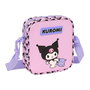 SAFTA Bandolera Kuromi Hello Kitty, Bandolera Ajustable de Colección Sanrio, Tamaño 16x18x4 cm