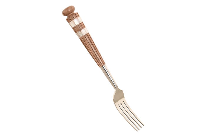 DKD Home Decor Cuberteria Acero Inoxidable y Acacia Natural Blanco Set 16 Piezas 21 x 4.5 x 2 cm