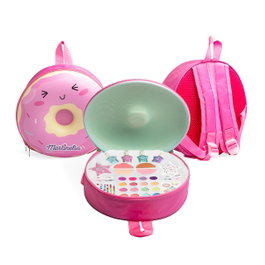 Martinelia Mochila Maquillaje Yummy Donut 85466 con 4 Esmaltes, 4 Coloretes, 4 Brillos Labiales y 12 Sombras de Ojos