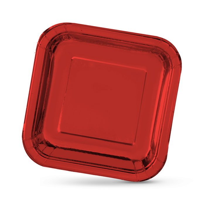 Algon Set 3 Platos de Cartón Rojos Cuadrados 26 cm (18 Unidades)