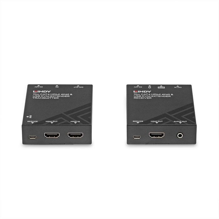 Lindy 70m Cat.6 HDMI 4K60, USB and Audio KVM Extender para Control Remoto de PC hasta 70m