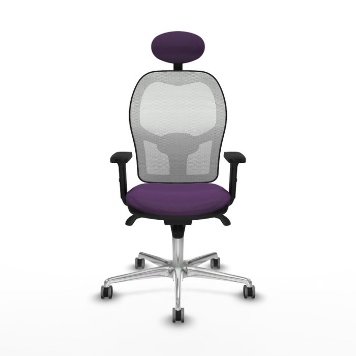 PIQUERAS Y CRESPO Silla de oficina Jorquera con mecanismo Sincro, Tela Morada y Malla Blanca