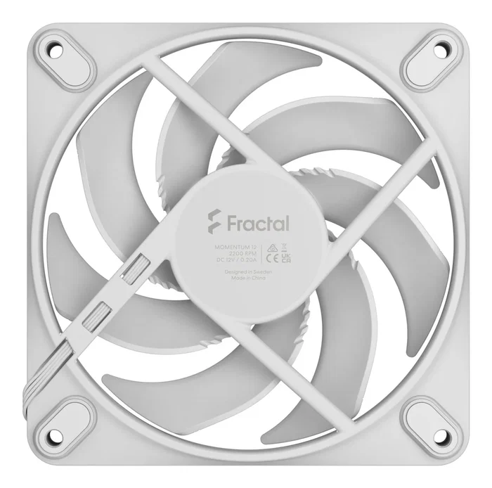 Fractal Design Momentum 12 Ventilador para PC 120mm Blanco, PWM, 2200 RPM, 31.3 dB, Rodamiento FDB, Flujo de aire 114.6 m³/h, Paquete de 1