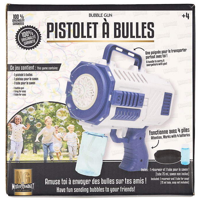 Mister Gadget Pistola Burbujas A Pilas para Niños con Asa de Transporte