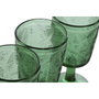 DKD Home Decor Set de 6 Copas de Cristal Tropical Garbo con Relieve de Hojas, Verde