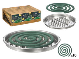 Ibergarden Espiral de Incienso Antimosquitos Citronela con Soporte, Verde, 13.8x14x3.5 cm (Set de 24)