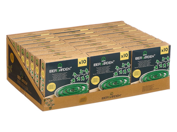 Ibergarden Espiral de Incienso Antimosquitos Citronela con Soporte, Verde, 13.8x14x3.5 cm (Set de 24)