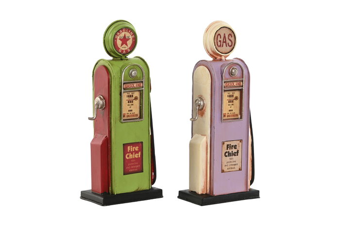 DKD Home Decor Gasolinera Decoracion Vintage Magenta Pistacho Metal 4x17x7 cm (2 Unidades) DKD Home Decor Gasolinera Decoracion Vintage Magenta Pistacho Metal 4x17x7 cm (2 Unidades)