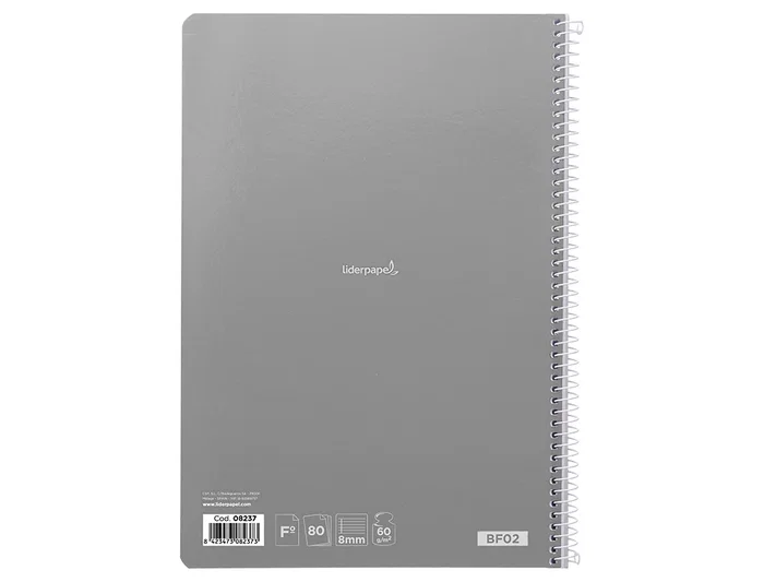 Liderpapel Cuaderno espiral Smart, Folio, Tapa Blanda, 80 hojas, 60g, Rayado Horizontal 8mm con margen, Colores Surtidos Liderpapel Cuaderno espiral Smart, Folio, Tapa Blanda, 80 hojas, 60g, Rayado Horizontal 8mm con margen, Colores Surtidos