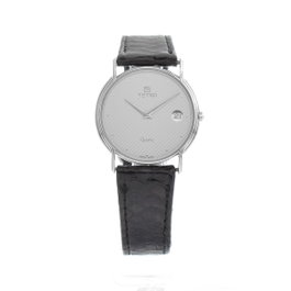 Tetra Reloj T-008 con correa de cuero negro