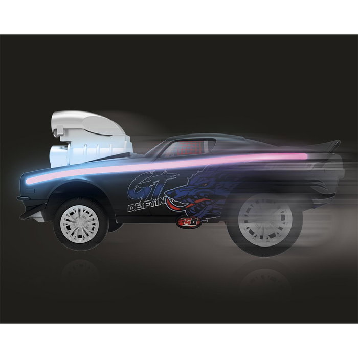 Tachan Coche RC Swing Retro Negro 2.4G con Ruedas Desiguales y Luces LED Multicolor +3 Años